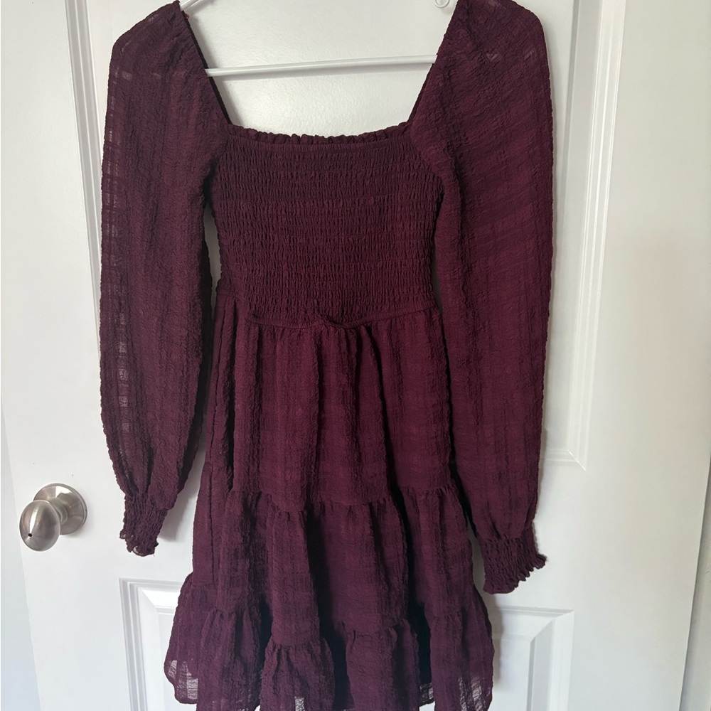 Chic Burgundy Smocked Dress